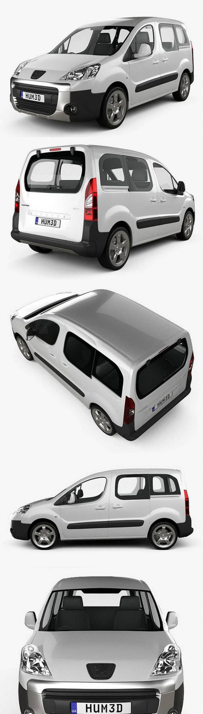 标致Partner Tepee 2011 经典款商务车3D模型 (MAX,3DS,FBX,OBJ,C4D,LWO)