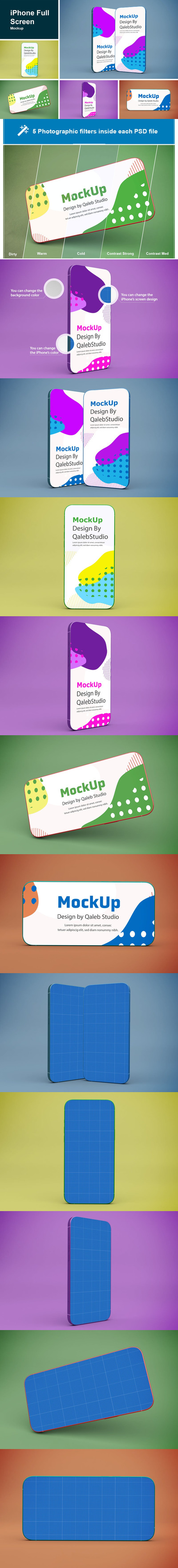 iPhone 各种角度手机样机 (PSD)