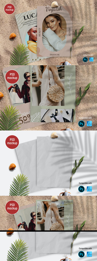 夏季风格海报设计样机 (PSD,JPG)