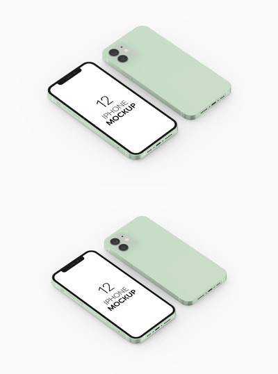 iPhone 12 透视角度手机样机 (PSD)