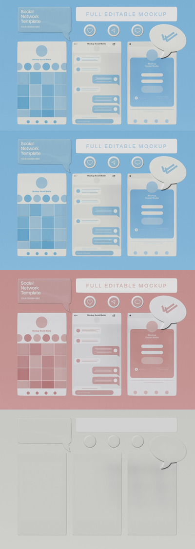 社交网络的屏幕模型样机 (PSD)