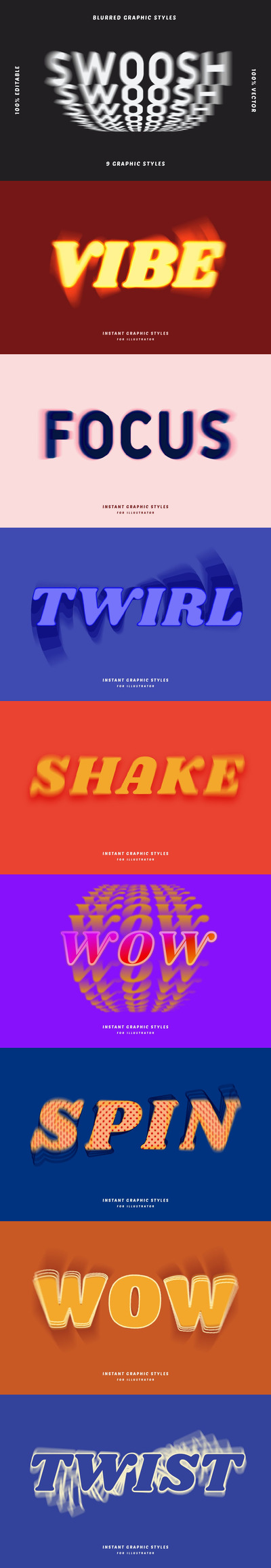 时尚高端多用途的字体设计图层样式大集合-AI