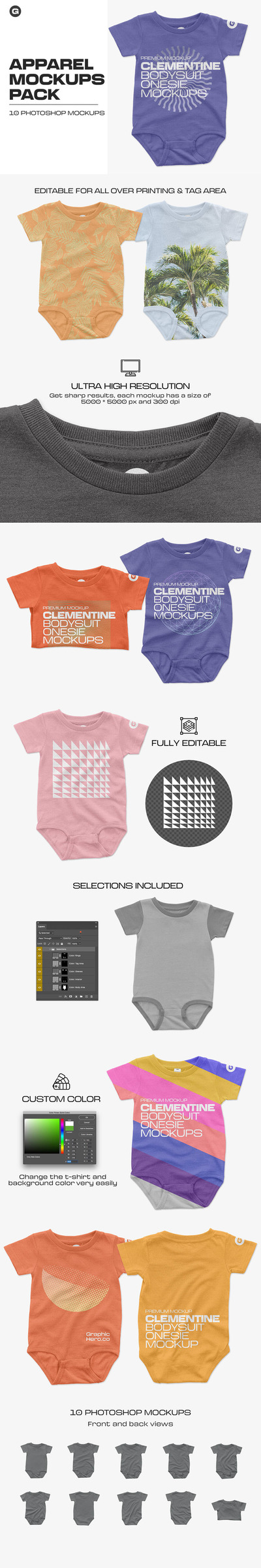 连体衣童装服装样机 (psd)