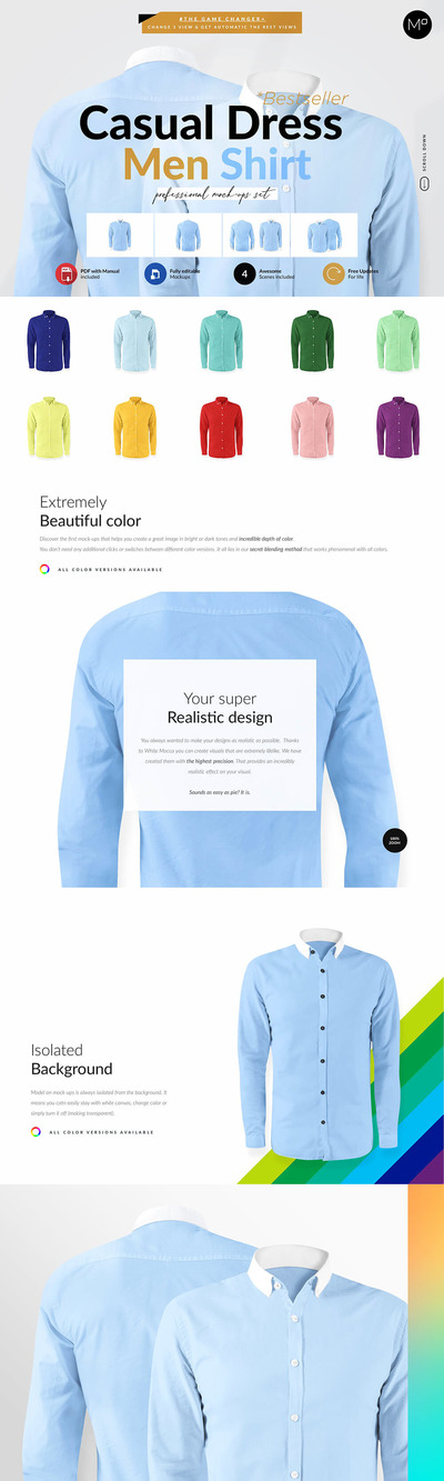 正装男士衬衫设计服装样机 (psd)