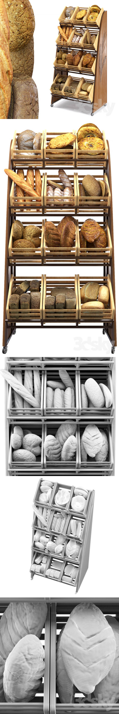 面包与面包架3D模型套装下载（FBX,MAX）