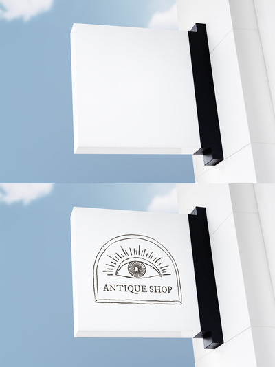 复古白色logo设计样机