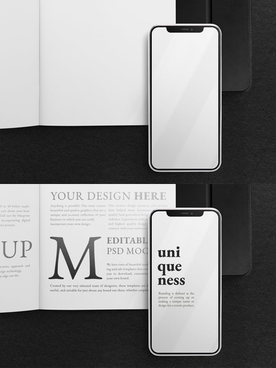 智能手机和书籍展示模型