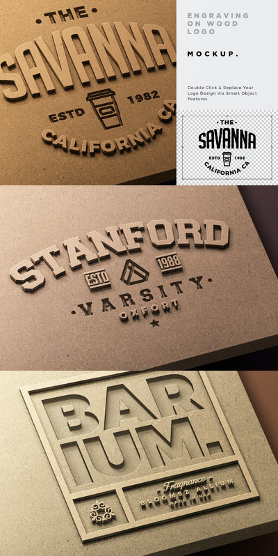 木雕logo实物模型Wood Engraving Logo Mockup