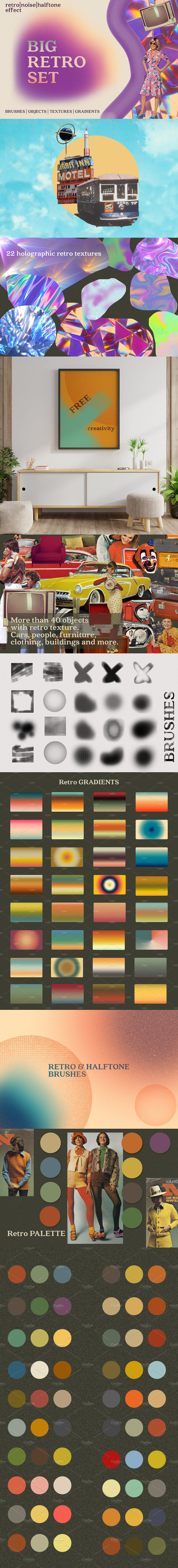 复古质感渐变效果笔刷套装 (abr)