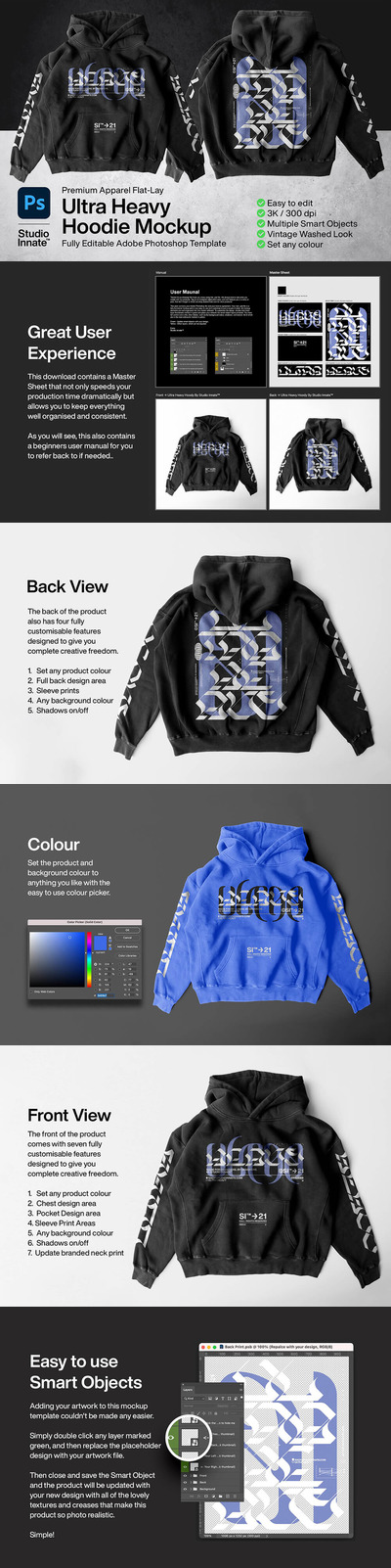 连帽衫花纹图案设计服装样机 (psd)