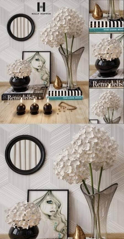 花束镜子装饰画等家庭装饰组合3D模型（OBJ,FBX,MAX）