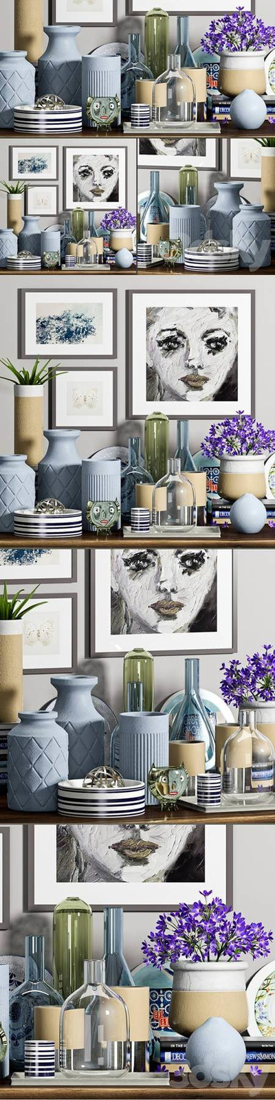 花瓶装饰画等家庭装饰组合3D模型（OBJ,FBX,MAX）