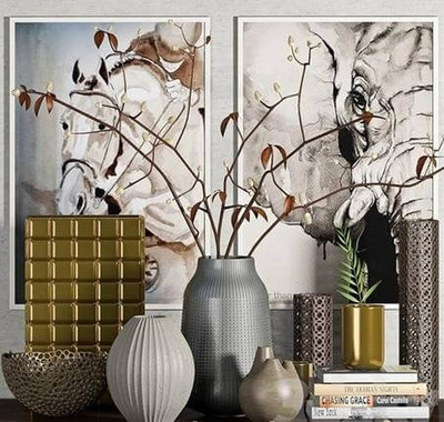 花瓶装饰画等家庭装饰组合3D模型（OBJ,FBX,MAX）