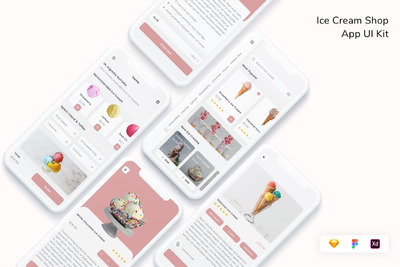 冰淇淋商店 App UI Kit (FIG,SKETCH,XD)
