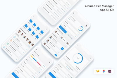 文件云存储管理 App UI Kit (FIG,SKETCH,XD)