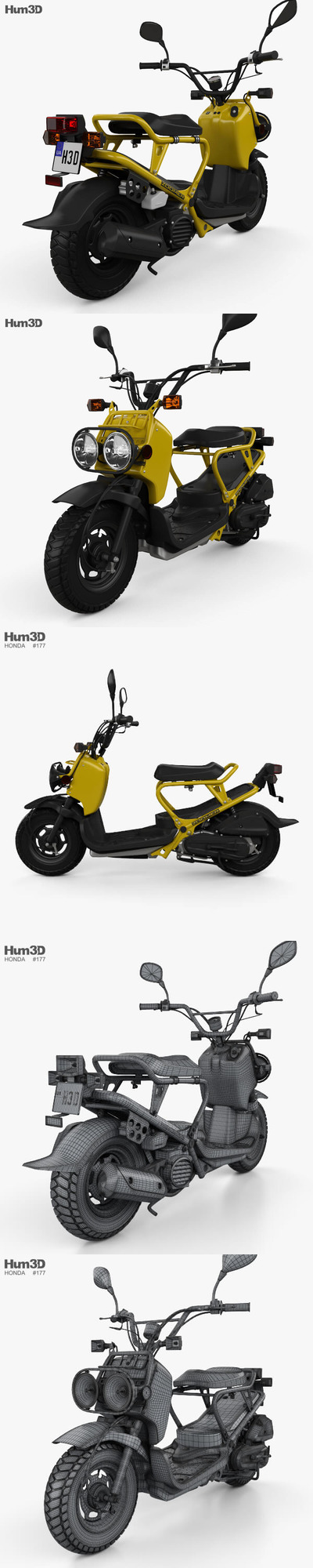 本田 NPS50 Zoomer Ruckus踏板车摩托车3D模型下载 (FBX,OBJ,MAX)