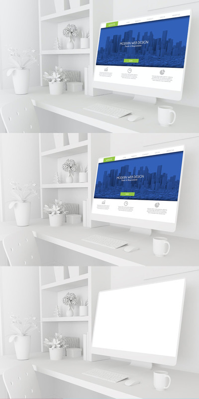 家庭办公室电脑场景模型(PSD)