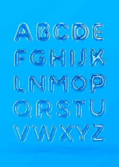 A-Z大写字母透明气泡背景图片素材 (jpg)