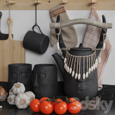 厨房用具及装饰组合3D模型（OBJ,FBX,MAX）