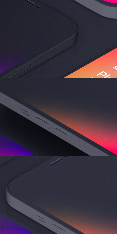 iPhone 12 透视角度粘土样机下载 (PSD)