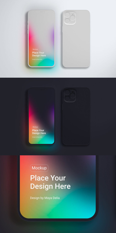 iPhone 12 粘土风格手机 样机下载 (PSD)