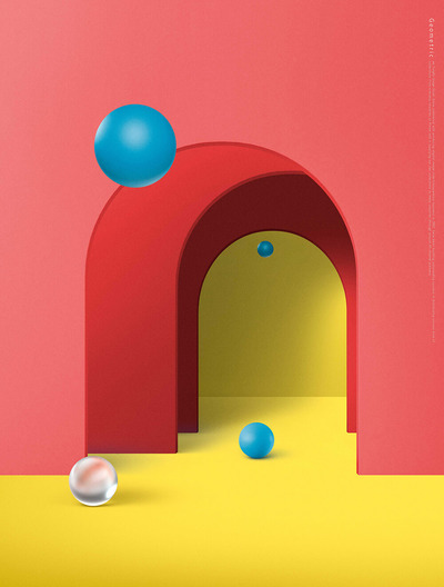 拱门几何元素海报背景素材 (psd)