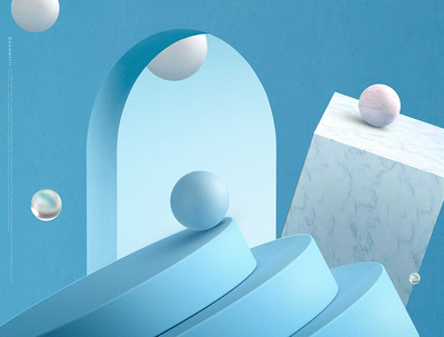 几何物体元素创意海报背景素材 (psd)