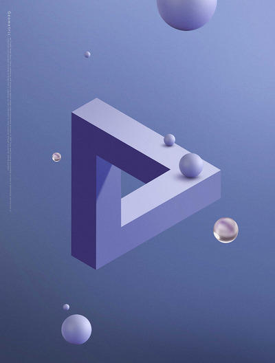 抽象错觉视觉三角形几何海报背景素材 (psd)