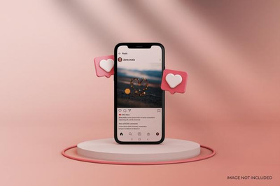 Instagram帖子展示苹果手机样机模板 [psd]