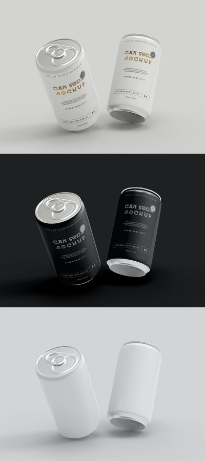 传统易拉罐设计样机下载 (PSD)
