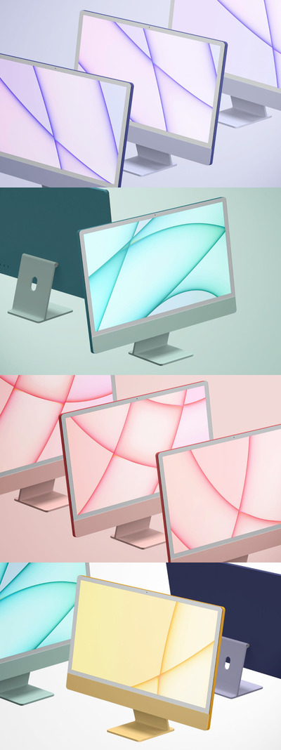 新款 iMac 24” 2021 电脑一体机样机下载 (PSD)
