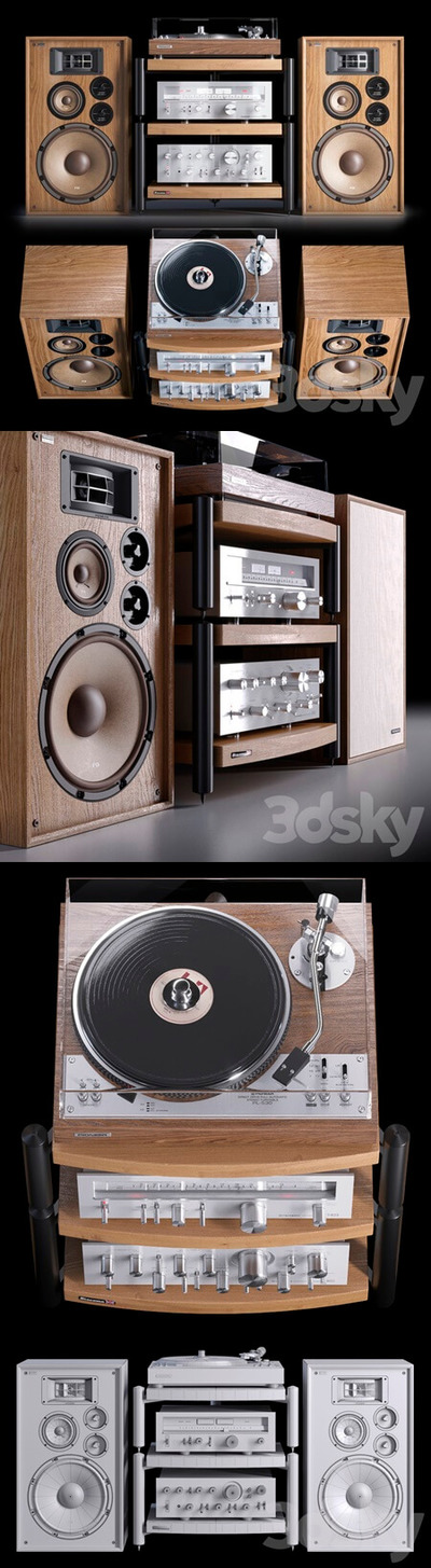 经典先锋 Pioneer Hi-Fi 70x 木质音箱3D模型下载（MAX,FBX）