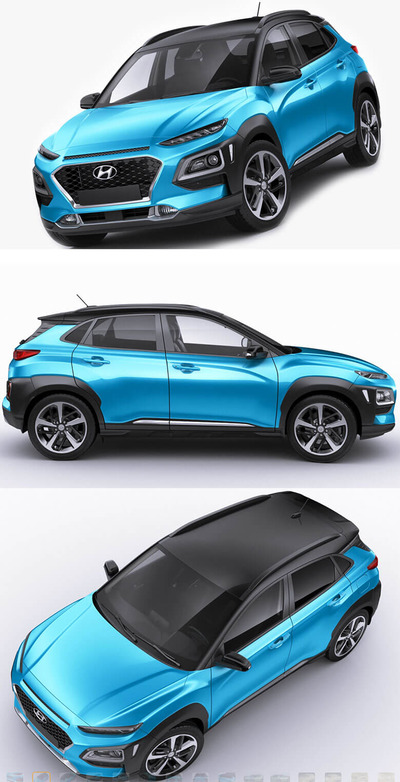 现代 Kona 2018 汽车3D模型下载 (max,obj,fbx)