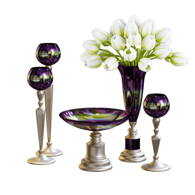 金属托架双色烛台花瓶托盘等系列装饰用具3D模型（OBJ,FBX,MAX）