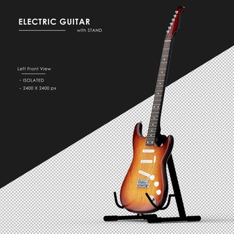 带支架的电吉他左前视图展示模板 [psd]
