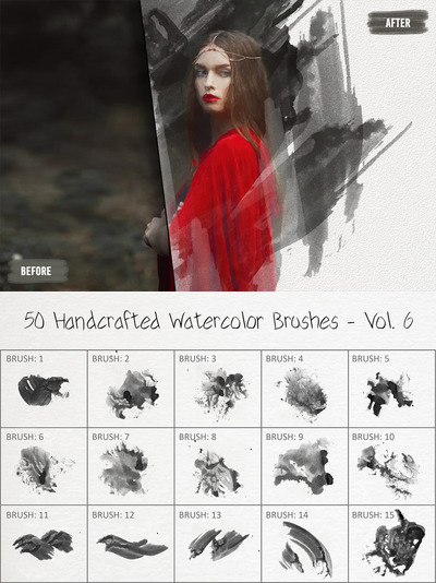 50 手工制作水彩笔刷下载 - Vol. 6 (ABR)