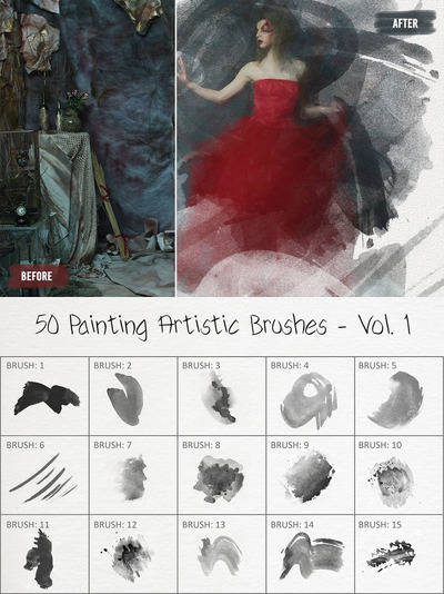 50 绘画艺术画笔笔刷下载 - Vol. 1 (ABR)