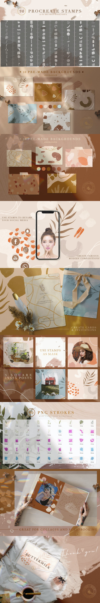 90 个Procreate 图形&Photoshop 笔刷下载 (ABR, brushset)