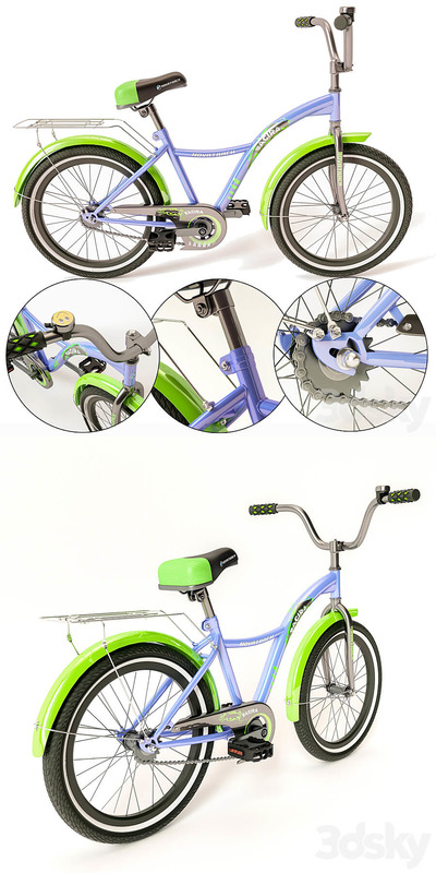 制作精良的儿童自行车3D模型下载（fbx,max,obj）