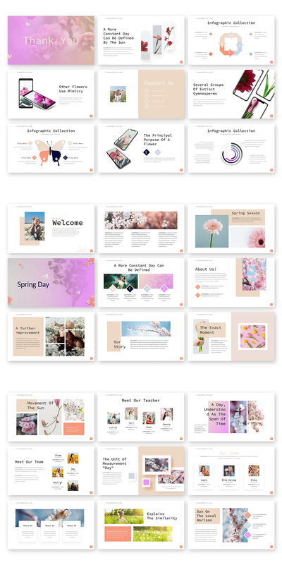 春天花卉主题设计演示模板 (PPTX)