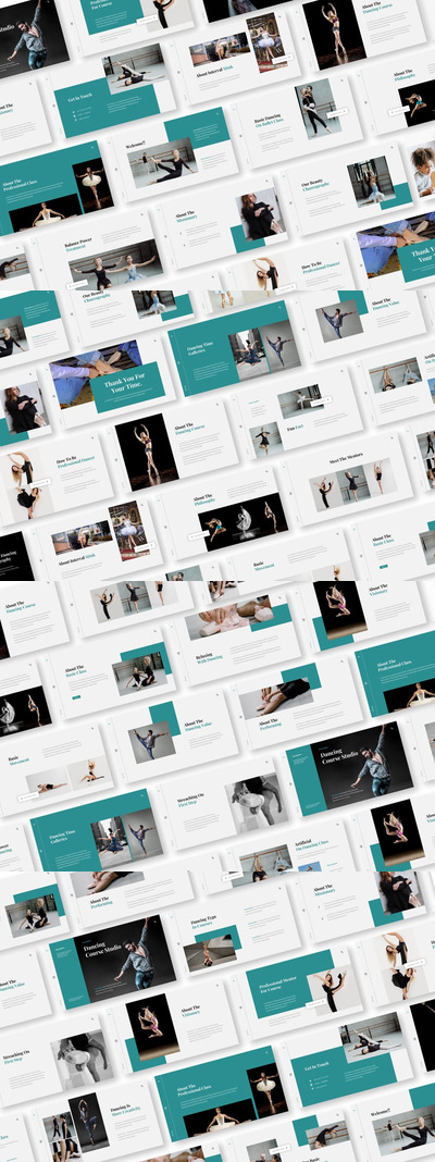 舞蹈课程演播室演示文稿模板 (PPT,PPTX)