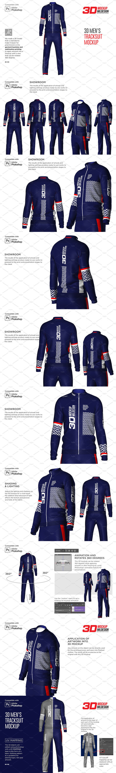 3D 男式运动服样机 (psd)