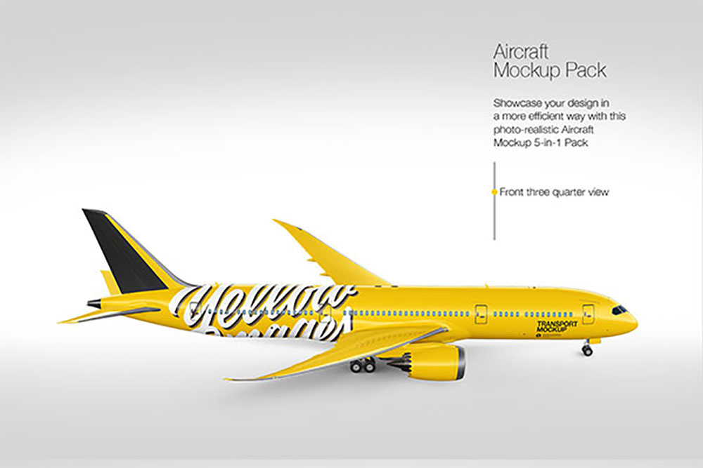 航空飞机外观广告设计样机模板 (tif)