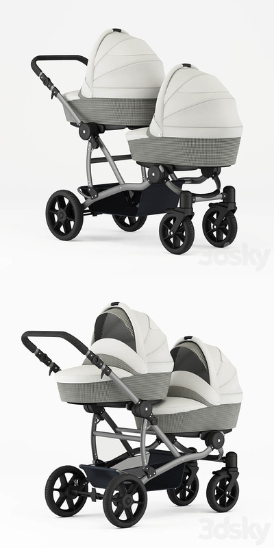 双胞胎婴儿车新生儿婴儿车手推车3D模型下载 (fbx,obj.max)