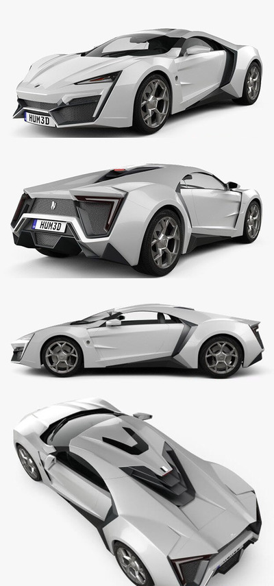 莱坎超级跑车 W Motors Lykan HyperSport 2012 汽车3D模型下载 (MAX,3DS,FBX,OBJ,C4D,LWO)