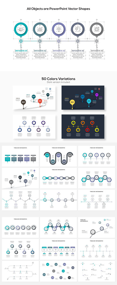 时间线图表PowerPoint演示模板01 (PPTX,PPT)