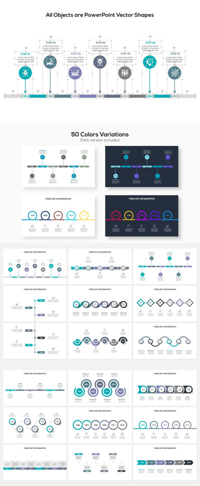 时间线数据图表模板 02 (PPTX,PPT)