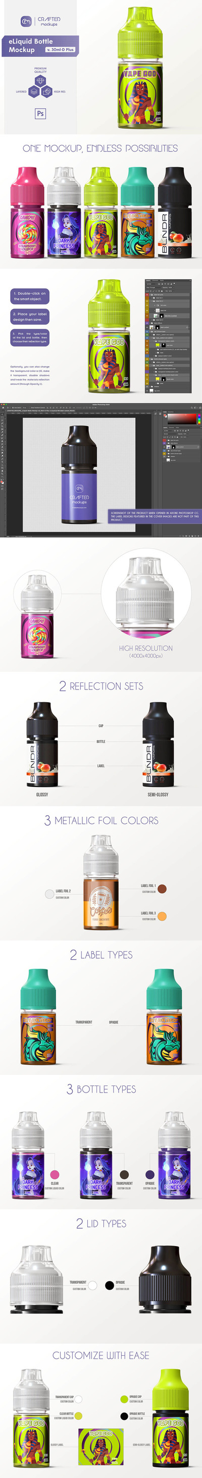 30ml电子烟油瓶外观包装设计样机 (psd)