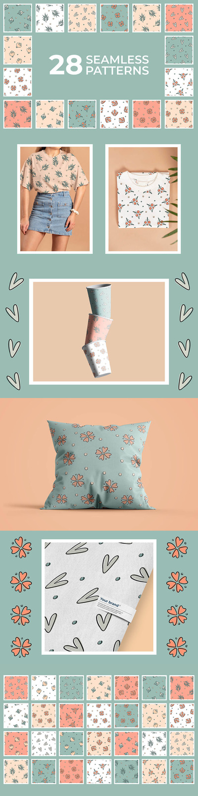 花卉抽象无缝图案矢量素材 (eps,png)