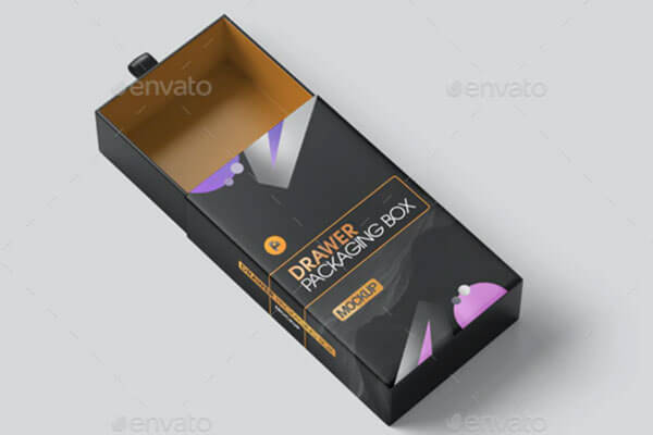 抽屉式礼品包装盒设计样机 (psd)